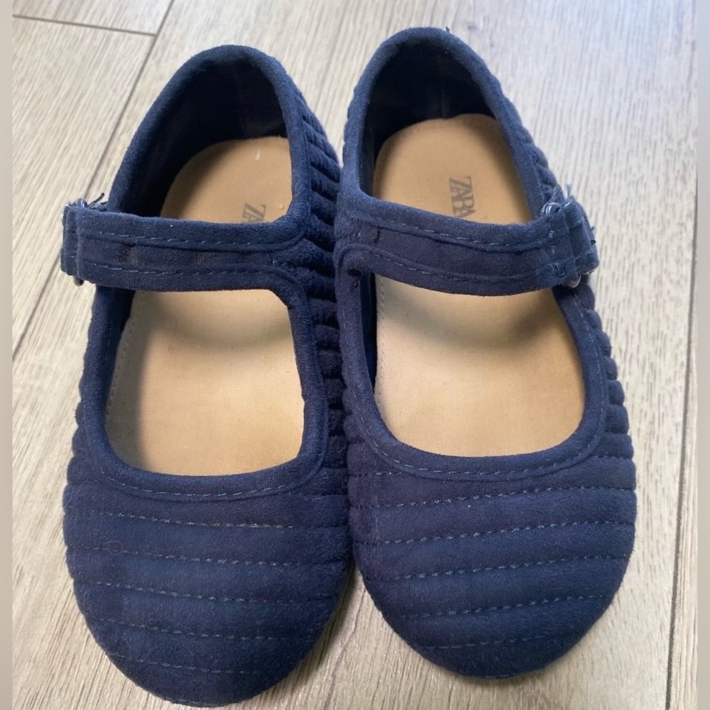 Zara Girls Navy Quilted Mary Jane Shoes